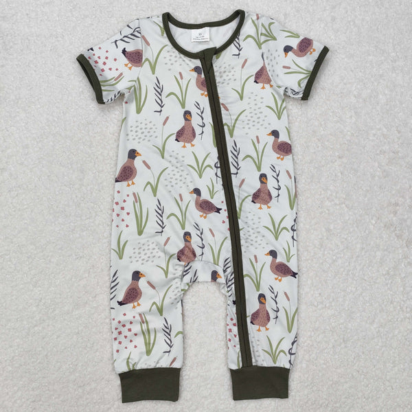 RTS Matching clothing mallard duck print kid short sleeve romper top pant fall clothing-2026.9.28