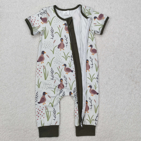 RTS Matching clothing mallard duck print kid short sleeve romper top pant fall clothing-2026.9.28