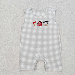 RTS kids clothing matching summer farm clothing embroideried cow clothes