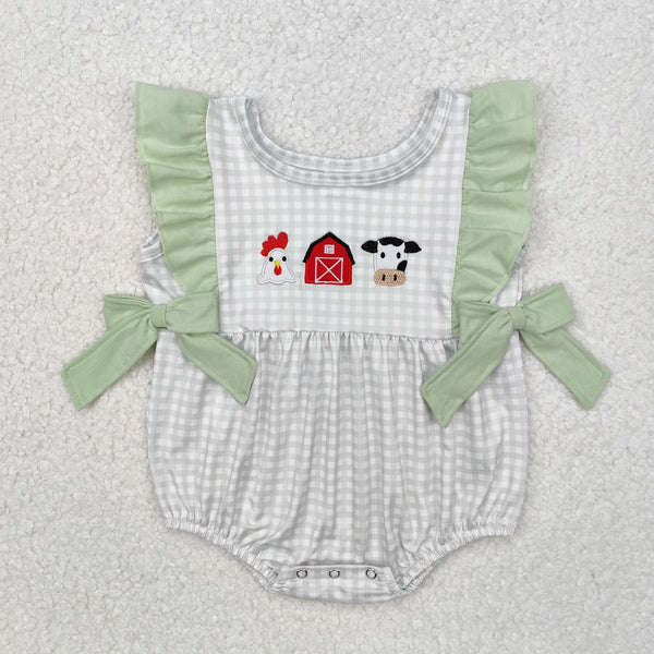 RTS kids clothing matching summer farm clothing embroideried cow clothes