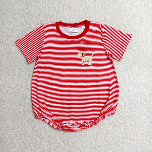 SR2286 RTS baby clothes red dog embroidery  toddler girl summer bubble onesie