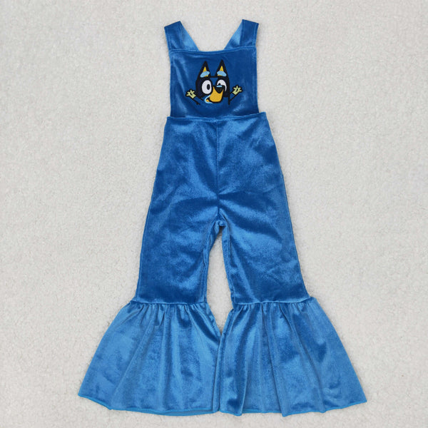 RTS girl clothes velvet cartoon dog matching girl summer jumpsuit embroidery