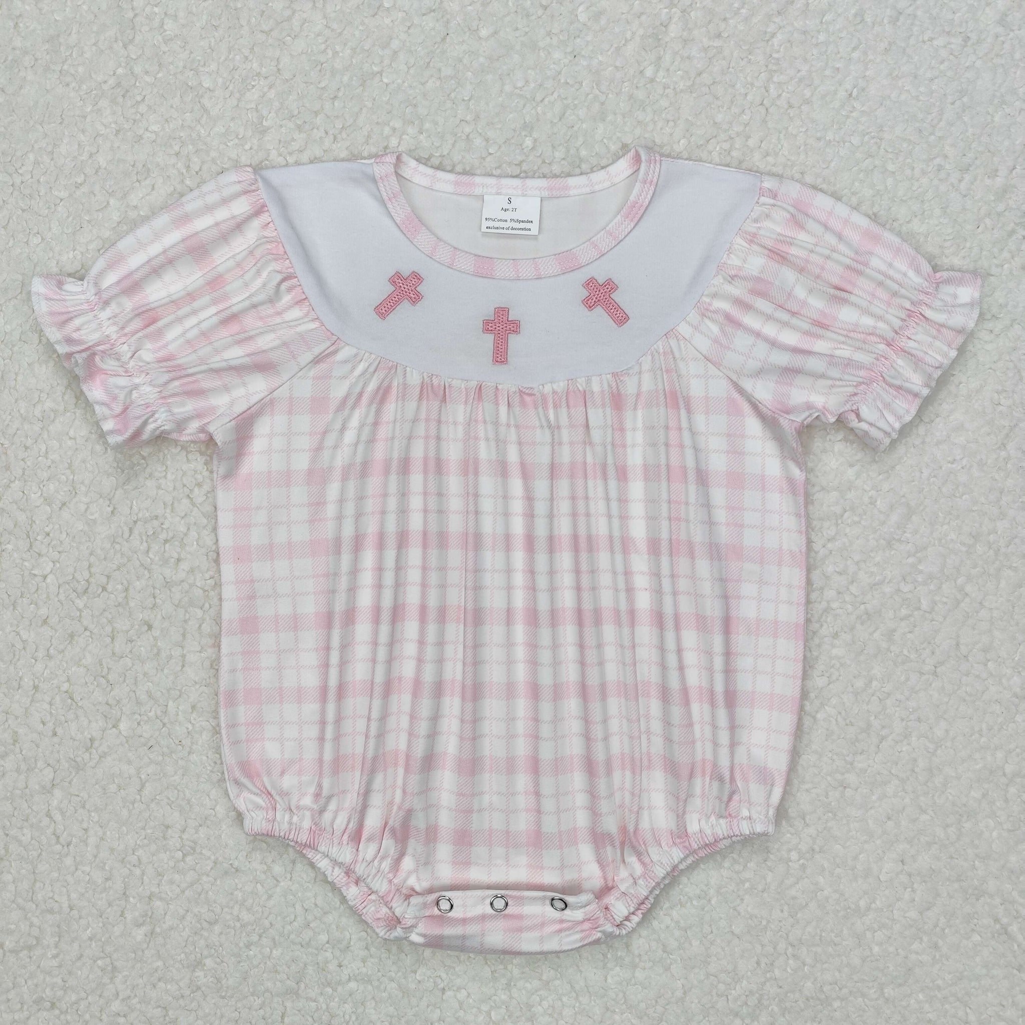 SR2504 RTS baby girl clothes cross girl easter summer bubble-Embroidery