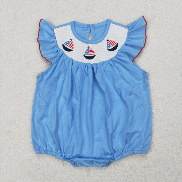 RTS kids matching clothing sailboat smock clothing 4th of July clothing