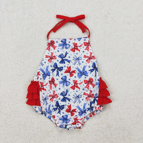 RTS girl summer matching clothes bow 4th of July girl summer clothes