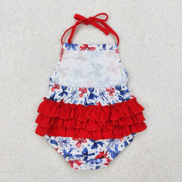 RTS girl summer matching clothes bow 4th of July girl summer clothes