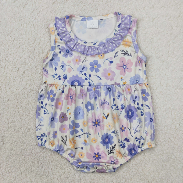 SR2883 RTS girl clothes purple floral toddler girl summer bubble