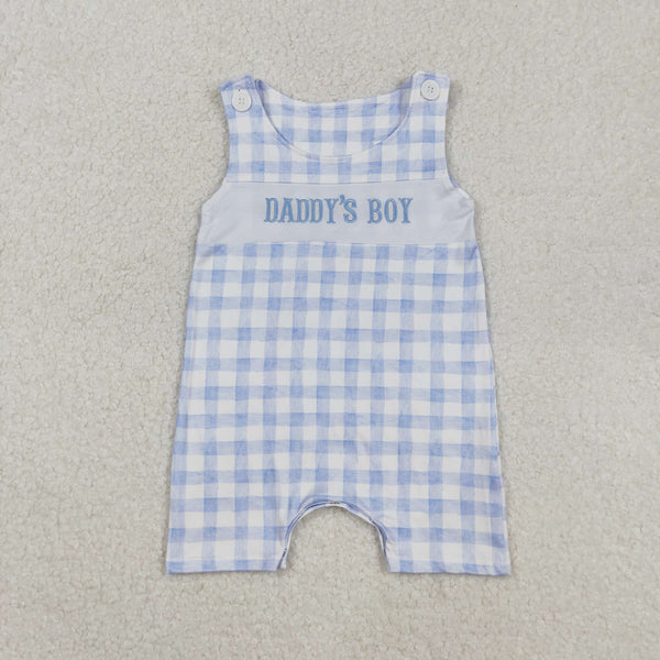 SR2945  Baby boy clothes daddy's boy embroidery boy summer romper
