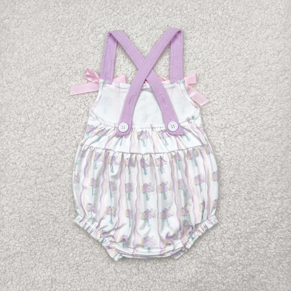 RTS girl summer matching clothes purple floral girl summer clothes girl outfit bubble