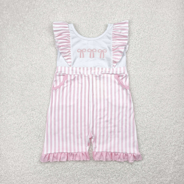 RTS girl summer matching clothes pink bow girl summer clothes-embroidery