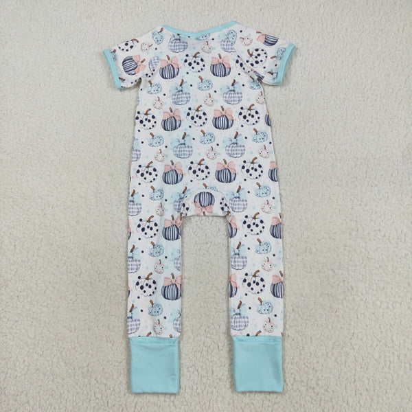 SR3109  RTS baby pumpkin romper halloween romper zip romper