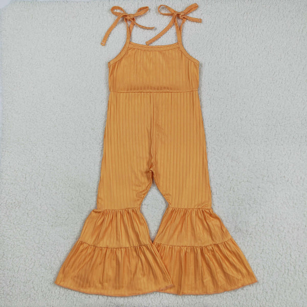 SR3162 RTS girl clothes orange girl summer  jumpsuit ribbed