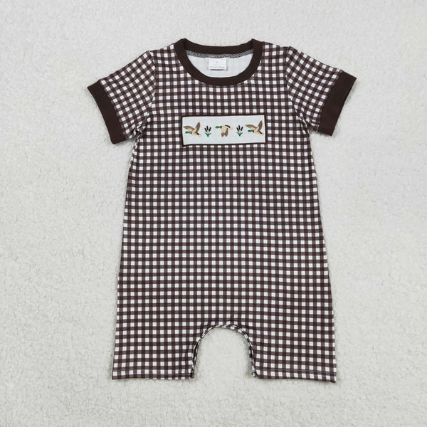 SR3164 RTS baby boy clothes mallard embroidery toddler boy summer embroidery romper