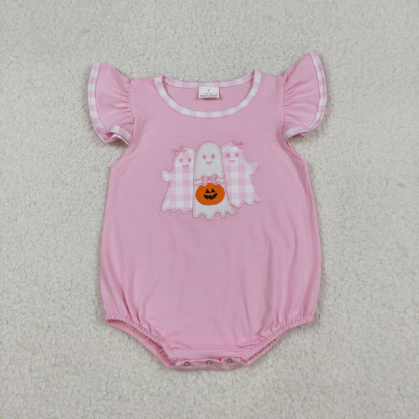 SR3196 RTS baby girl clothes pink ghost girl halloween bubble embroidery