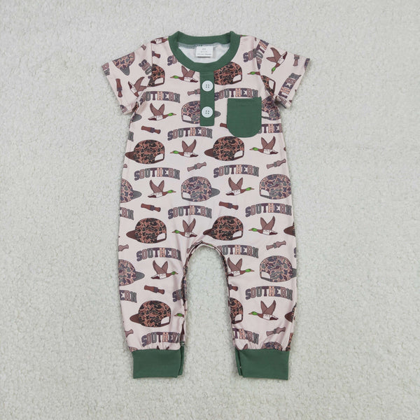 SR3245 RTS baby boy clothes hunting boy spring summer romper