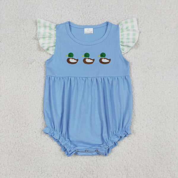 SR3266 RTS baby girl clothes mallard embroidery blue girl summer bubble