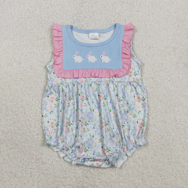 RTS kids matching clothing embroidery bunny print clothing baby easter clothing-2026.2.4