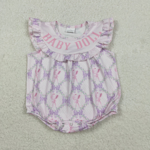 SR3292 RTS baby girl clothes purple floral baby doll girl summer bubble