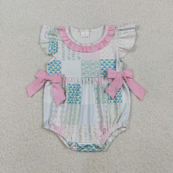 SR3293 RTS baby girl clothes bows floral girl summer bubble