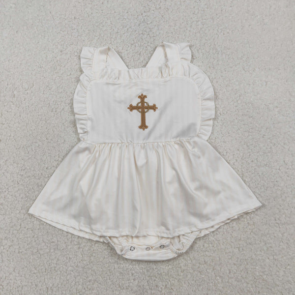 RTS kids matching clothing embroidery cross print clothing girl easter clothing-2026.2.4