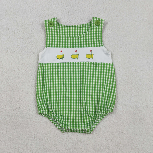 SR3454 RTS baby boy clothes golf boy summer bubble boy green onesie