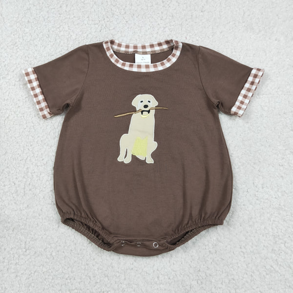 SR3470 RTS baby boy clothes dog hunting  boy summer embroidery bubble