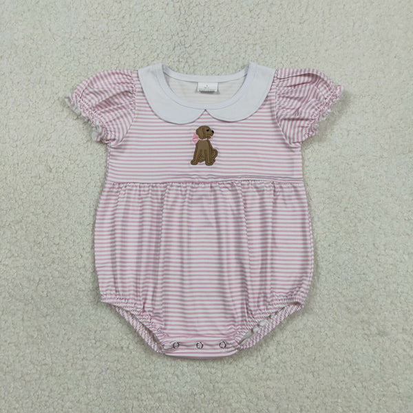 SR3476 RTS baby girl clothes dog embroidery toddler girl summer bubble