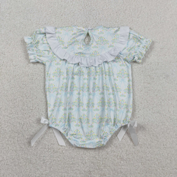 SR3487 RTS baby girl  clothes blue bow smock toddler girl  summer bubble