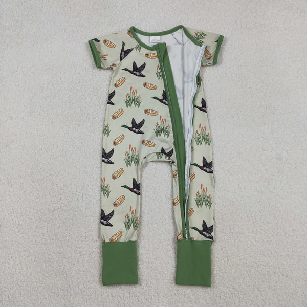 SR3498 RTS baby boy clothes green hunting toddler boy summer romper