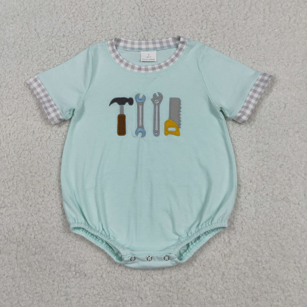 SR3541 RTS baby boy clothes tool box boy  summer embroidery bubble