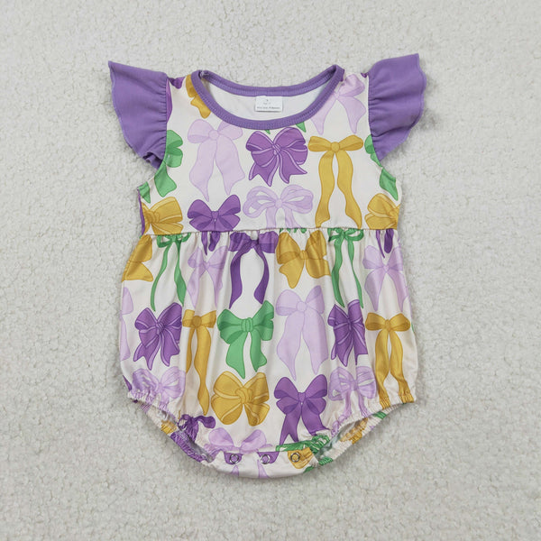 SR3546 RTS baby girl clothes bows girl mardi gras summer bubble