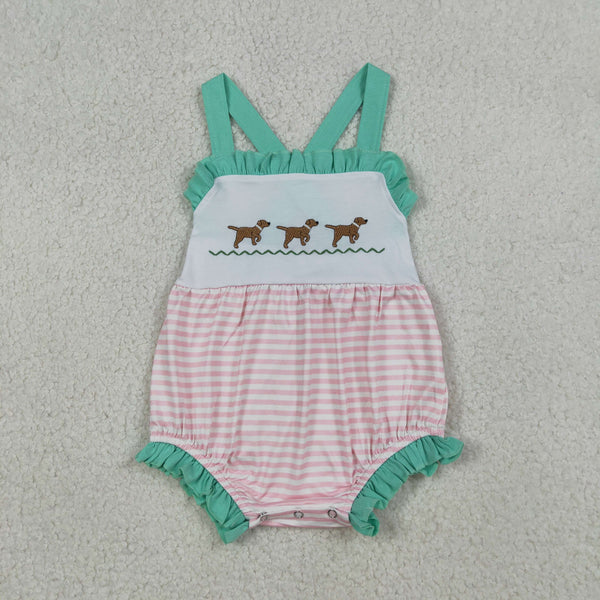 SR3558 RTS baby girl clothes dog embroidery girl summer bubble