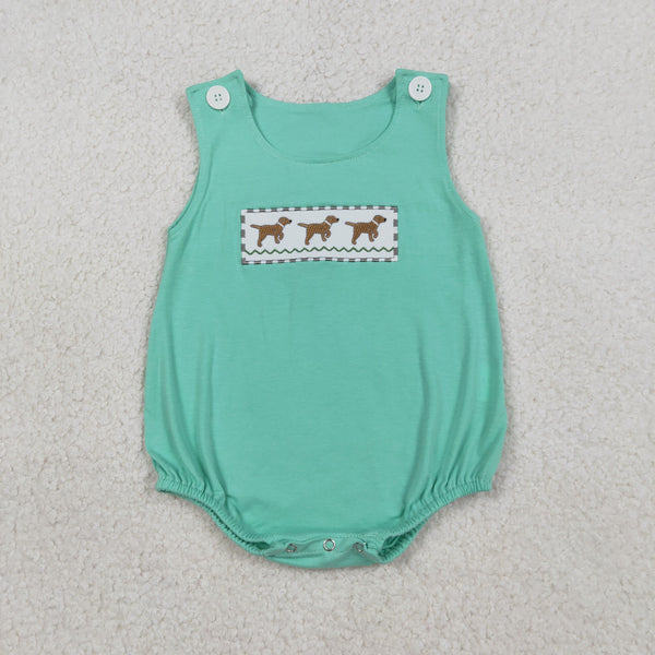 SR3559 RTS baby boy clothes dog embroidery boy  summer bubble
