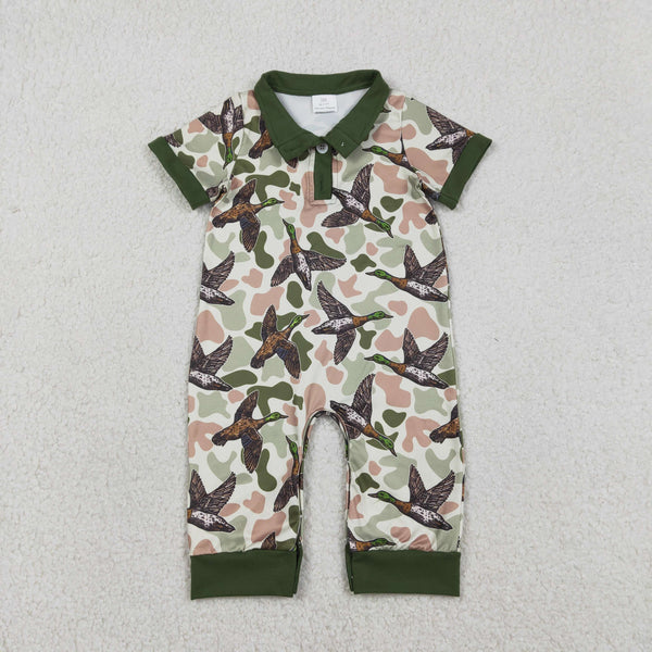 SR3634 RTS baby boy clothes mallard boy summer romper hunting clothes