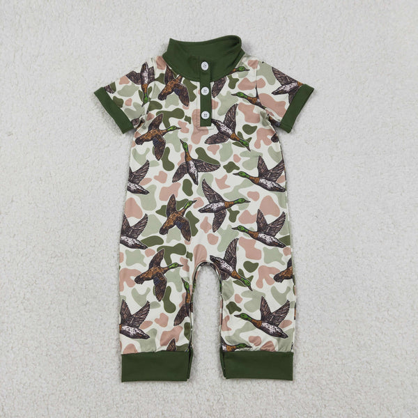 SR3634 RTS baby boy clothes mallard boy summer romper hunting clothes