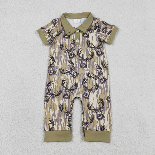 SR3635 RTS baby boy clothes  deer boy summer romper hunting clothes