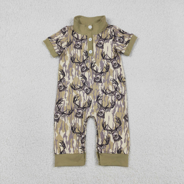 SR3635 RTS baby boy clothes  deer boy summer romper hunting clothes