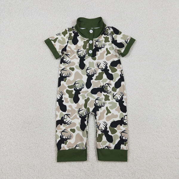 SR3636 RTS baby boy clothes camo  deer hunting boy summer romper