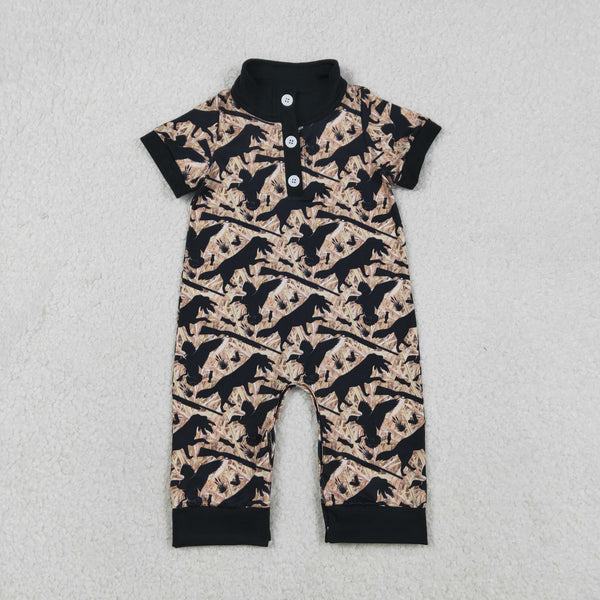 SR3637 RTS baby boy clothes dog hunting boy summer romper