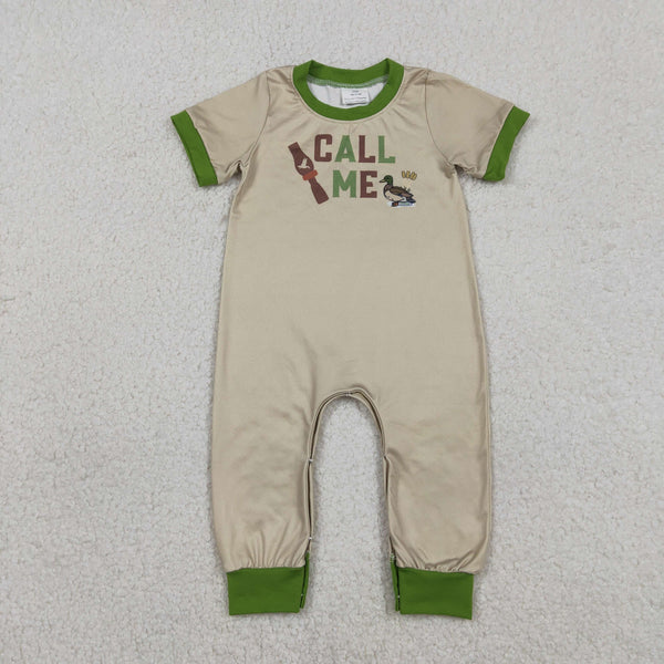 SR3684 RTS baby boy clothes call me green print boy summer romper