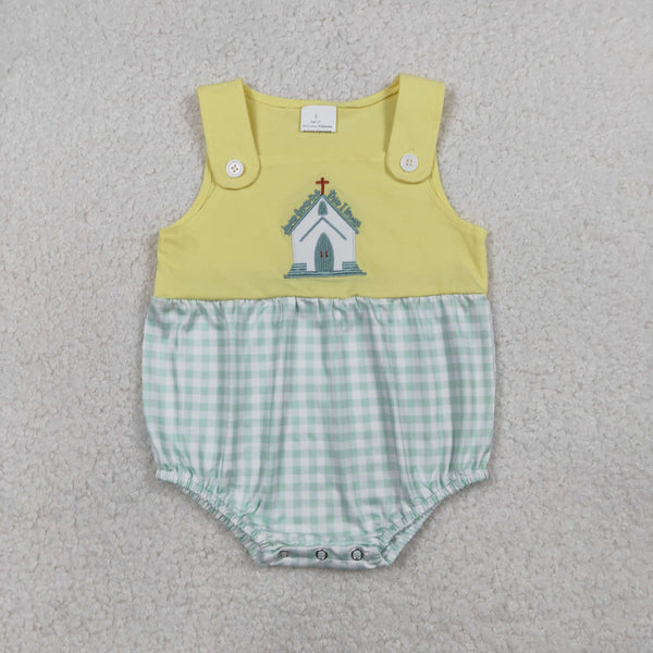 SR3703 RTS baby boy clothes cross print embroidery boy easter summer embroidery bubble