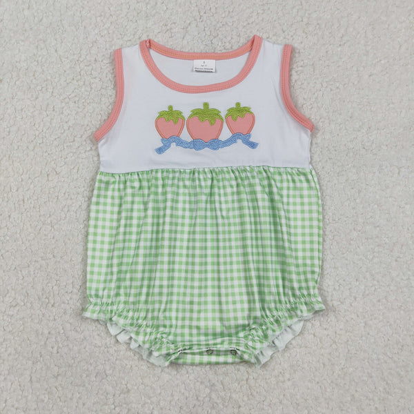 RTS SR3725 baby girl clothes strawberry embroidery girl summer bubble