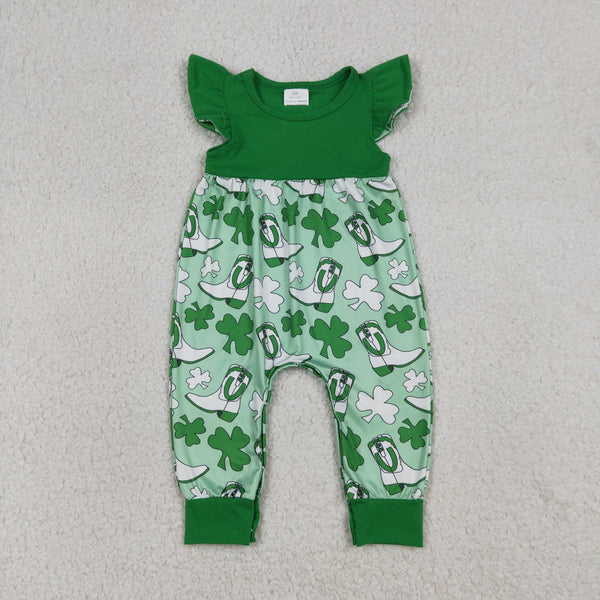 SR3783 RTS baby girl clothes lucky print toddler girl St. Patrick summer romper