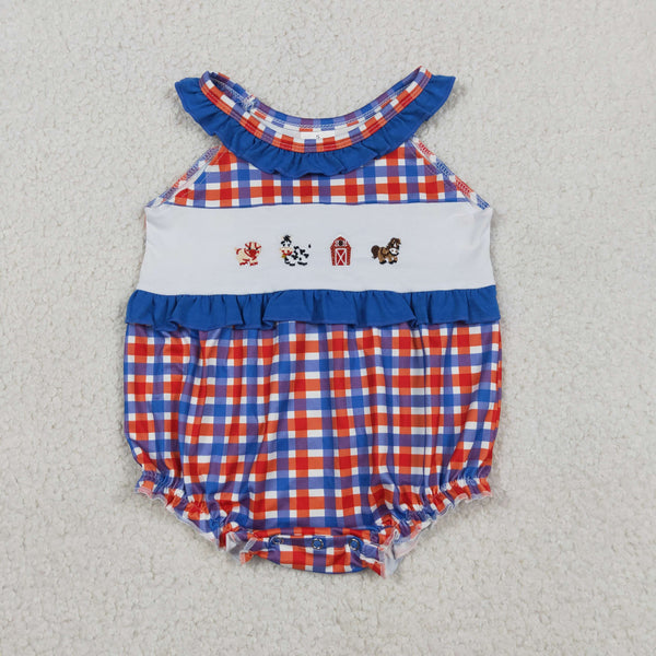 SR3835 RTS baby clothes farm clothes embroidery toddler girl summer bubble onesie
