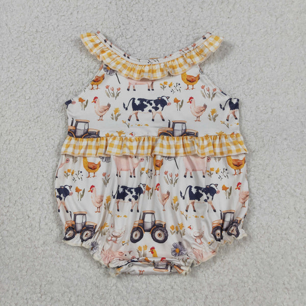 SR3848 RTS baby girl clothes farm animal print toddler girl summer bubble