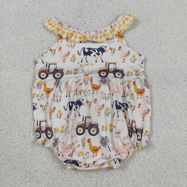 SR3848 RTS baby girl clothes farm animal print toddler girl summer bubble
