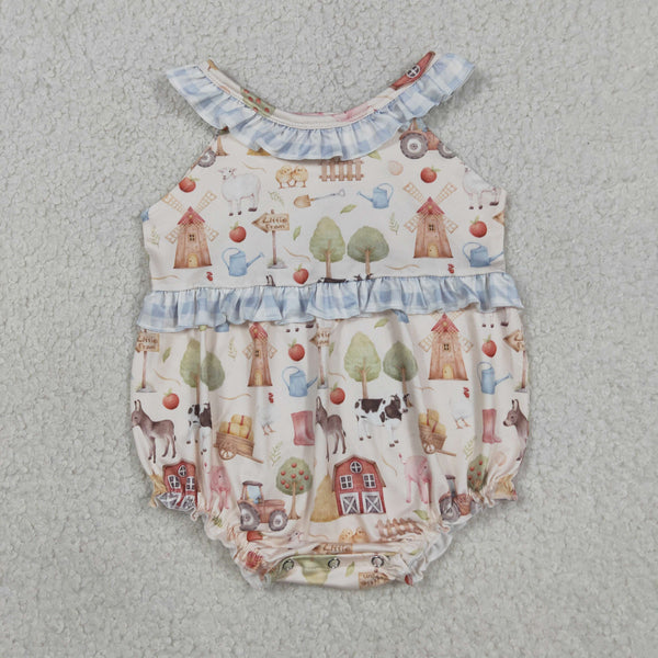 SR3852 RTS baby girl clothes farm animals print toddler girl summer bubble