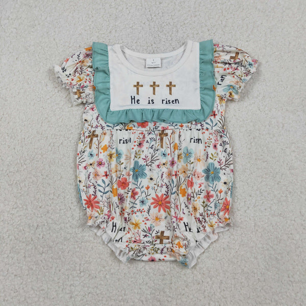 SR3861 RTS baby girl clothes cross print toddler girl easter summer bubble