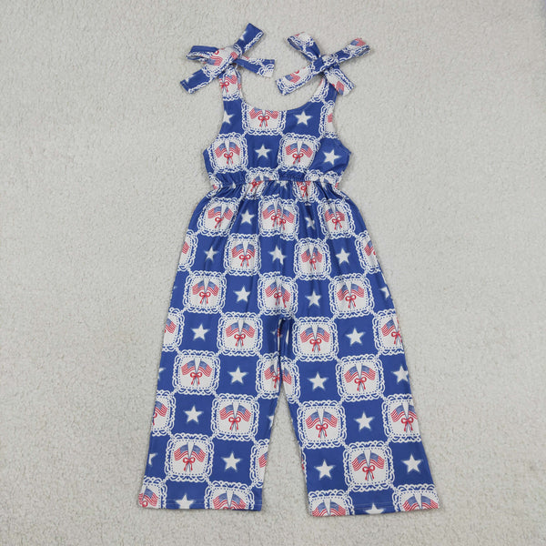 SR3875 RTS baby girl clothes flag girl 4th of July summer jumpsuit