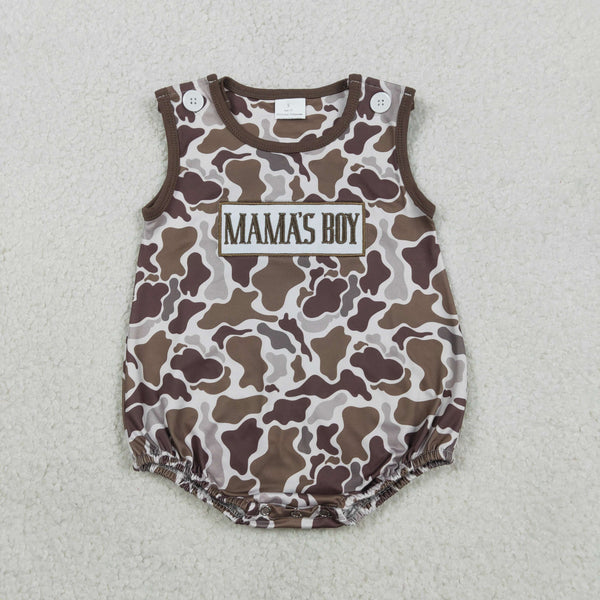 SR3889 RTS baby boy clothes camo mama's embroidery boy smock girl summer bubble